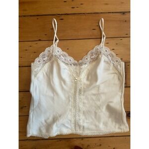 vintage coquette fairy slip top with lace and bow